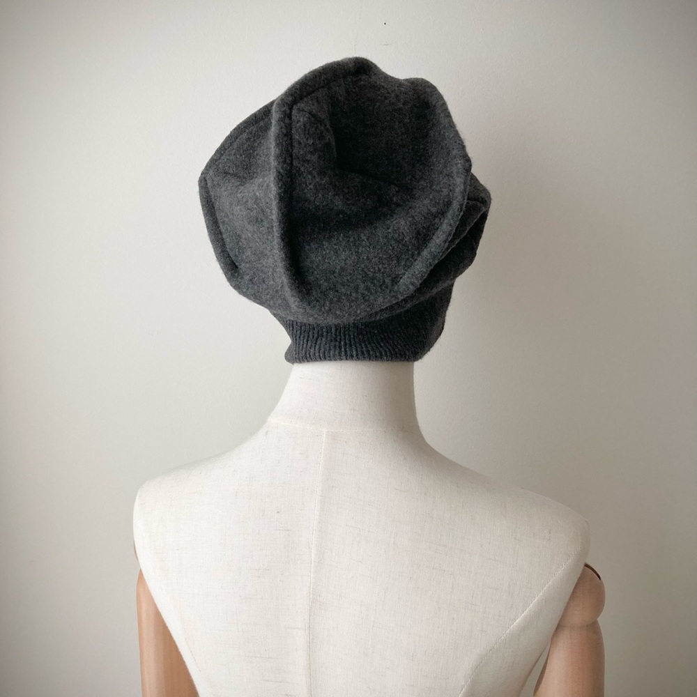 origami crown 100% cashmere sweater hat joodito bucket beanie cap deep dark gray - Picture 4 of 10